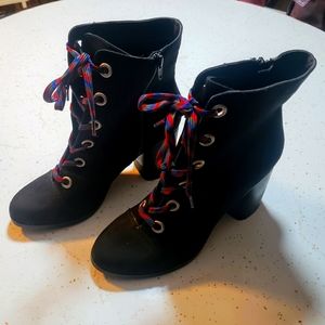 Womens Black Micro Suede Ankle Boots, Size 9